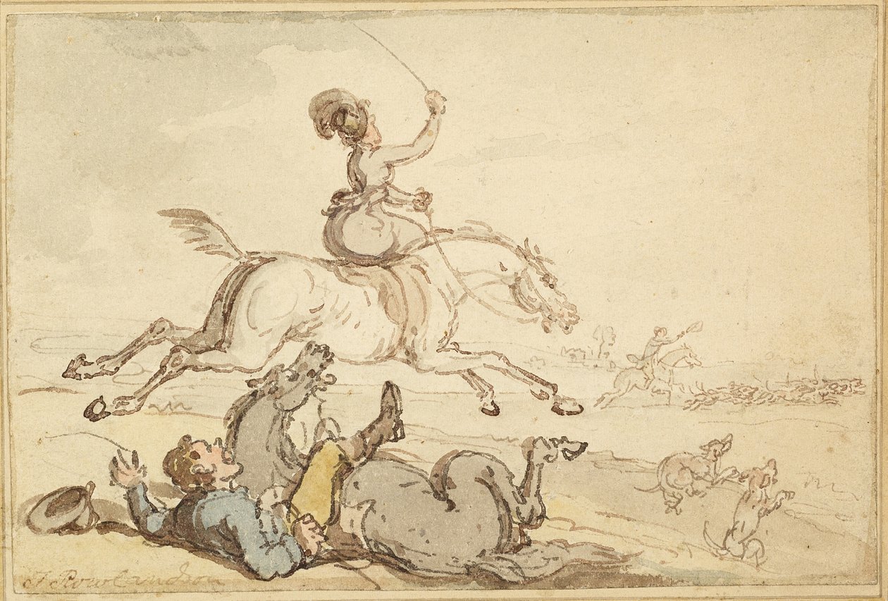 Avda Atılan Binici by Thomas Rowlandson