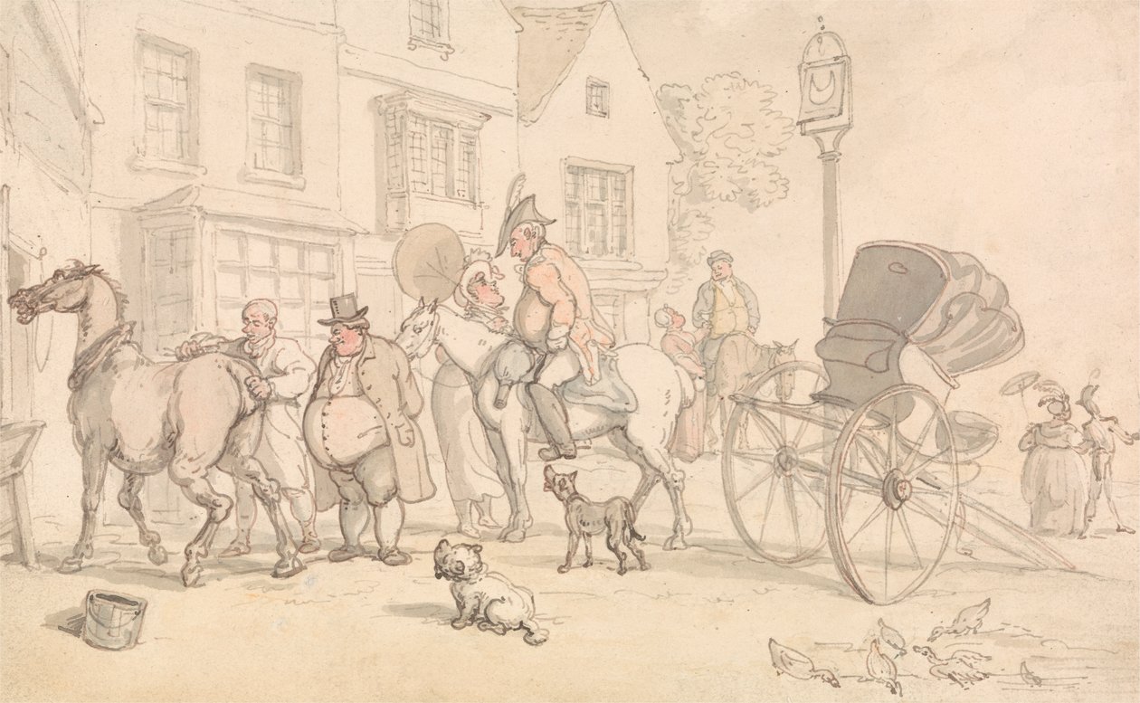 Half-Moon Inn'in dışındaki sahne by Thomas Rowlandson