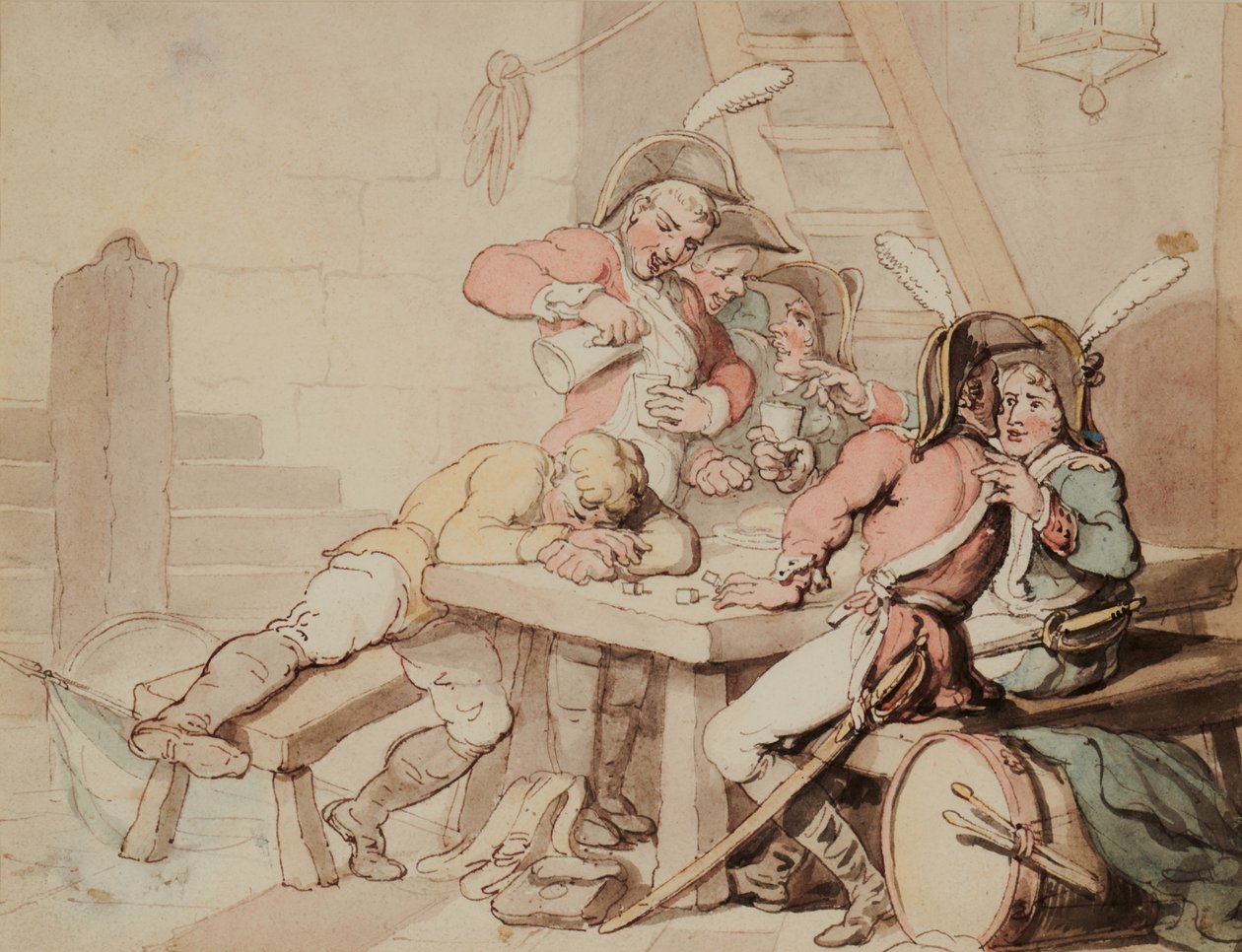 Bir Mahzende Alemde Askerler by Thomas Rowlandson