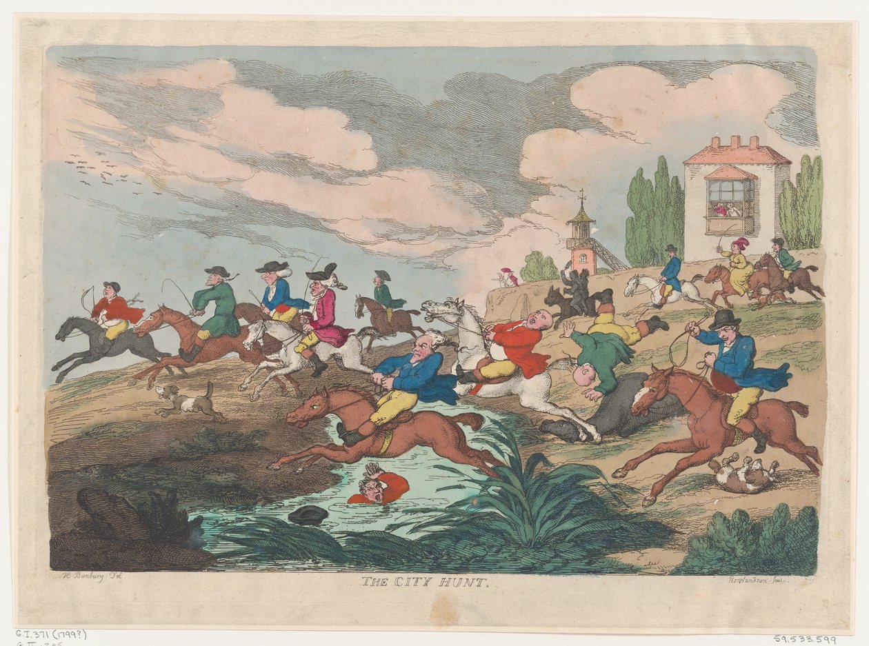Şehir Avı, ca. 1810., yaklaşık 1810. by Thomas Rowlandson