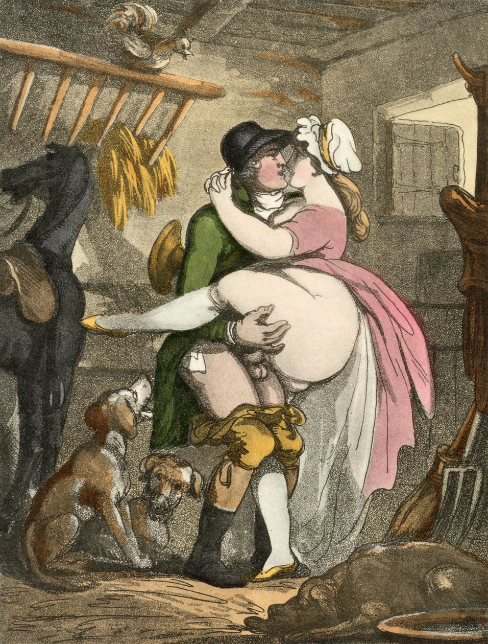 Çiftçi ve Sütçü Kız, 1808-17 (aquatint) by Thomas Rowlandson