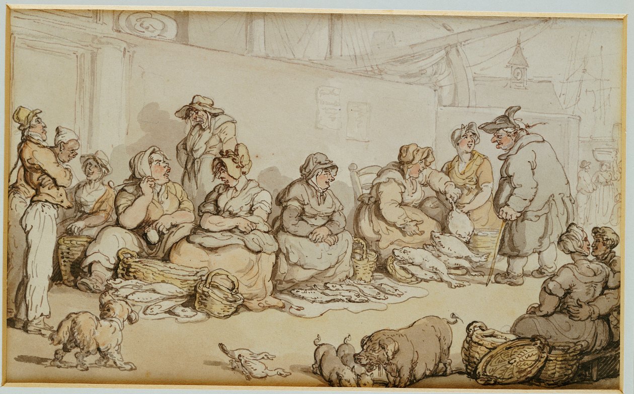 Balık Pazarı, Grimsby by Thomas Rowlandson