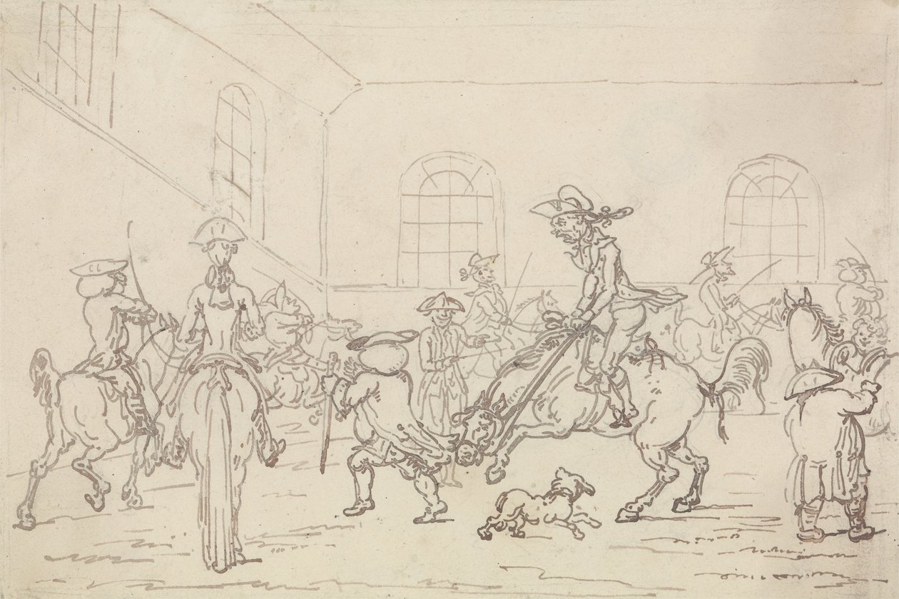 Binicilik Okulu (kağıt üzerine kalem ve mürekkep) by Thomas Rowlandson