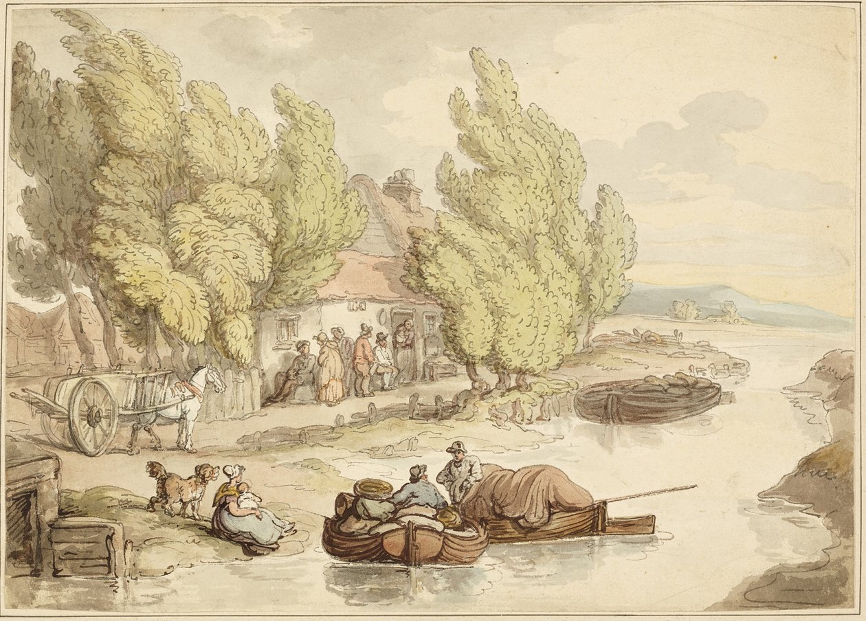 Nehirdeki Köy by Thomas Rowlandson