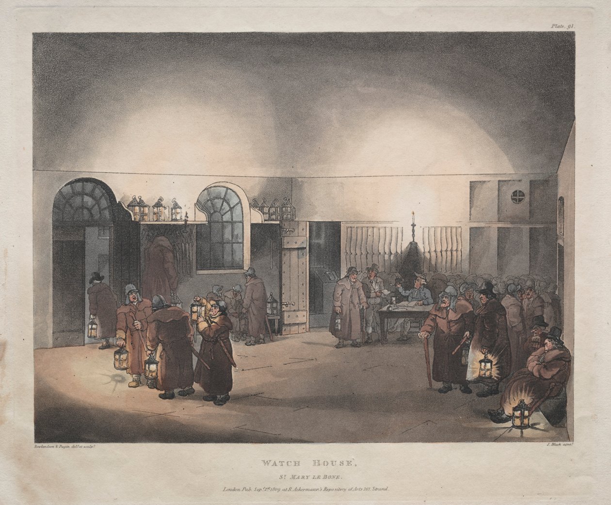 Ev, St. Mary Le Boue, 1809 bölümünü izleyin. by Thomas Rowlandson