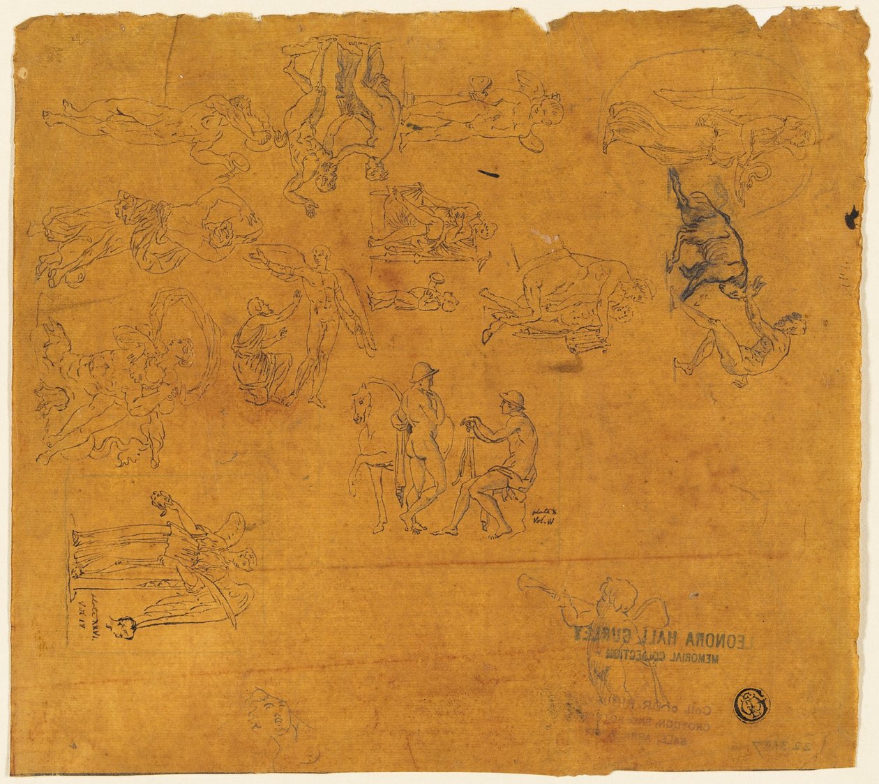Mitolojik Konuların Eskizleri Sayfası by Thomas Stothard