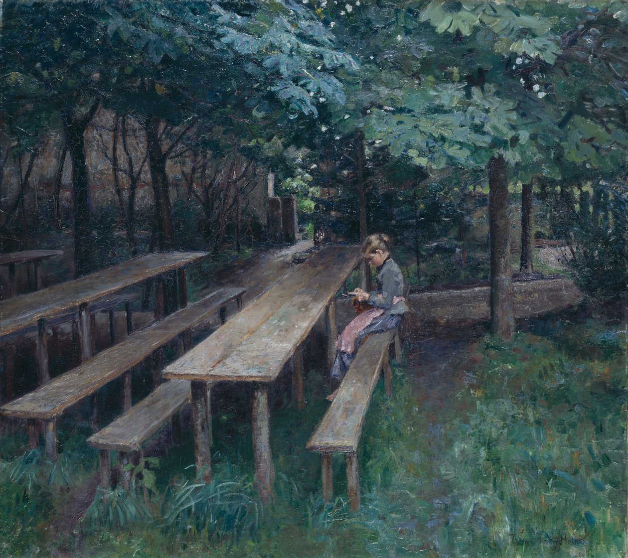 Dachau'daki restoran bahçesi by Thomas Theodor Heine