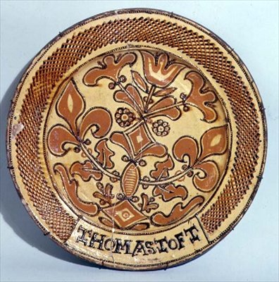 Staffordshire çanak, c.1680 (slipware) by Thomas Toft