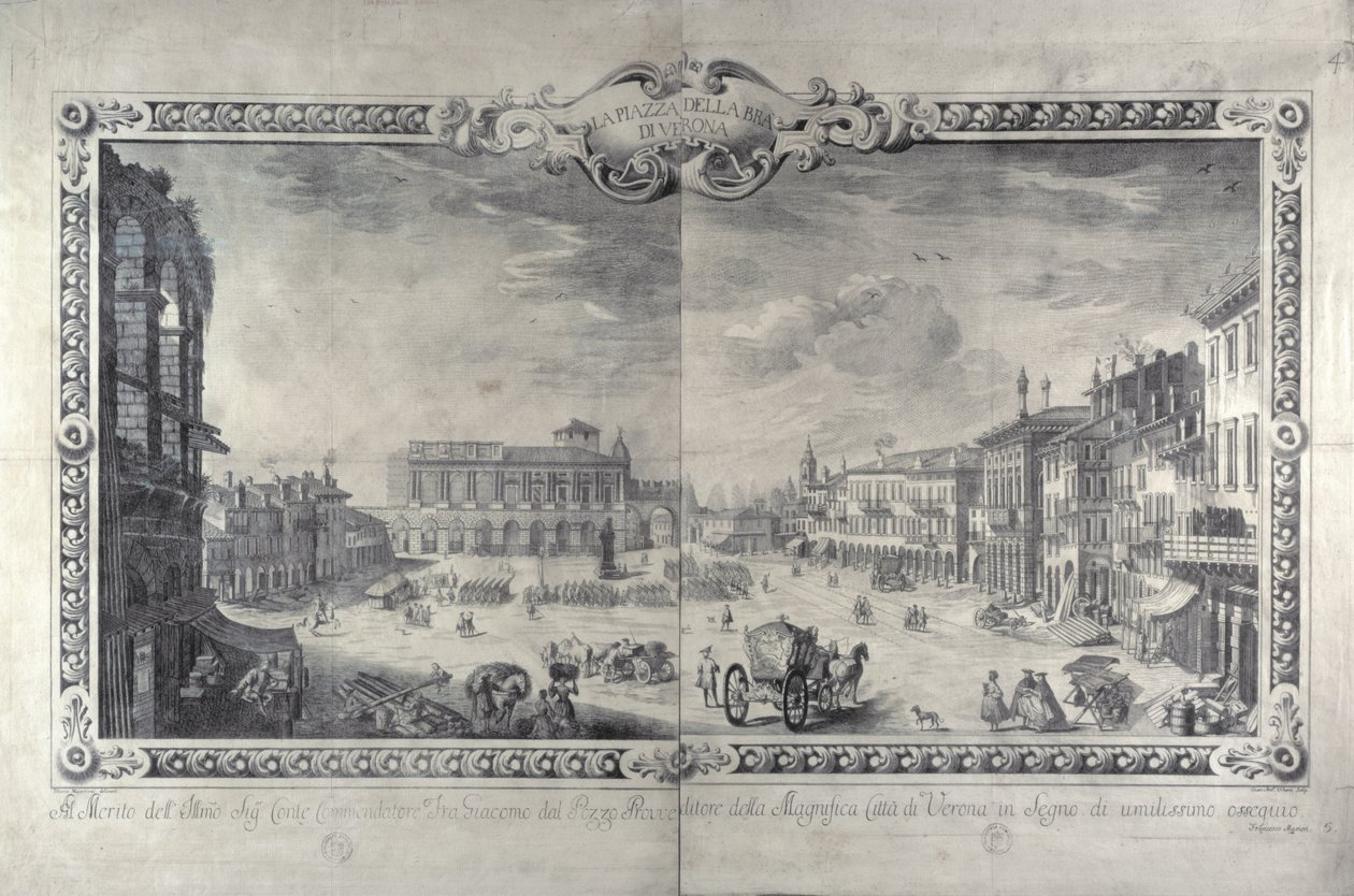 Gianantonio Urbani tarafından oyulmuş Piazza della Bra, Verona, c.1700 by Tiberio Majeroni