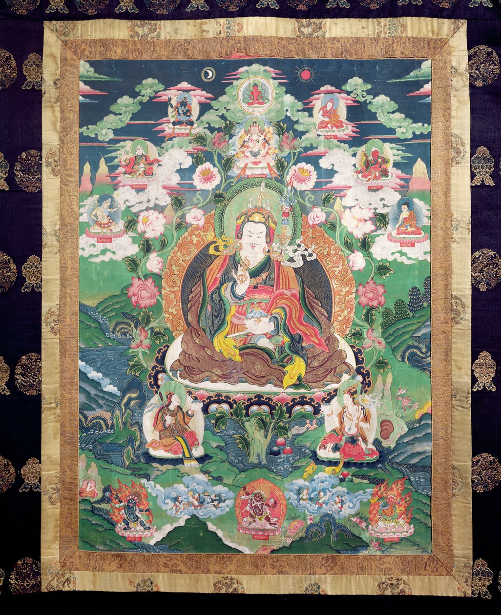 Padmasambhava Tanka, MS 749 dolayları (boyalı kumaş) by Tibetan School