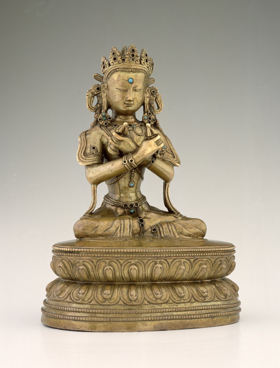 Vajradhara Buddha (bakır alaşımı ve değerli taşlar) by Tibetan School