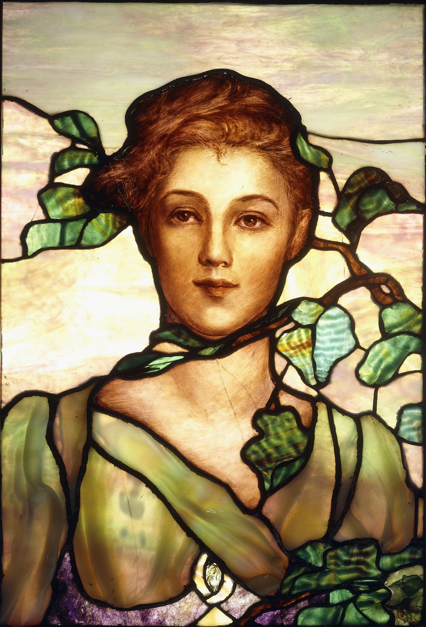 Kurşunlu cam portre penceresi, c.1900 by Tiffany Studios