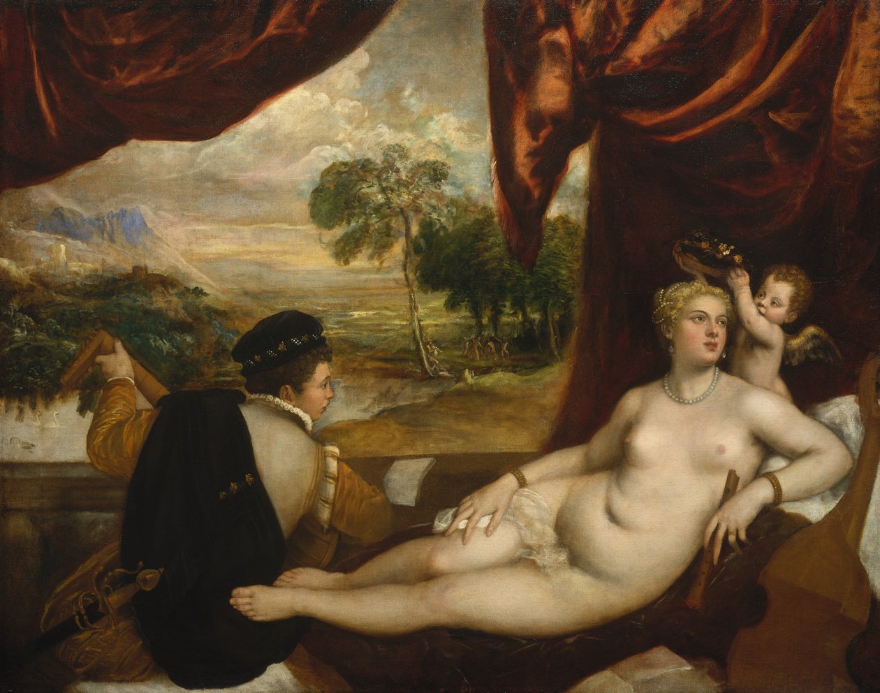 Venüs ve Ud Oyuncusu, M.Ö. 1565-70. by Tiziano Vecelli