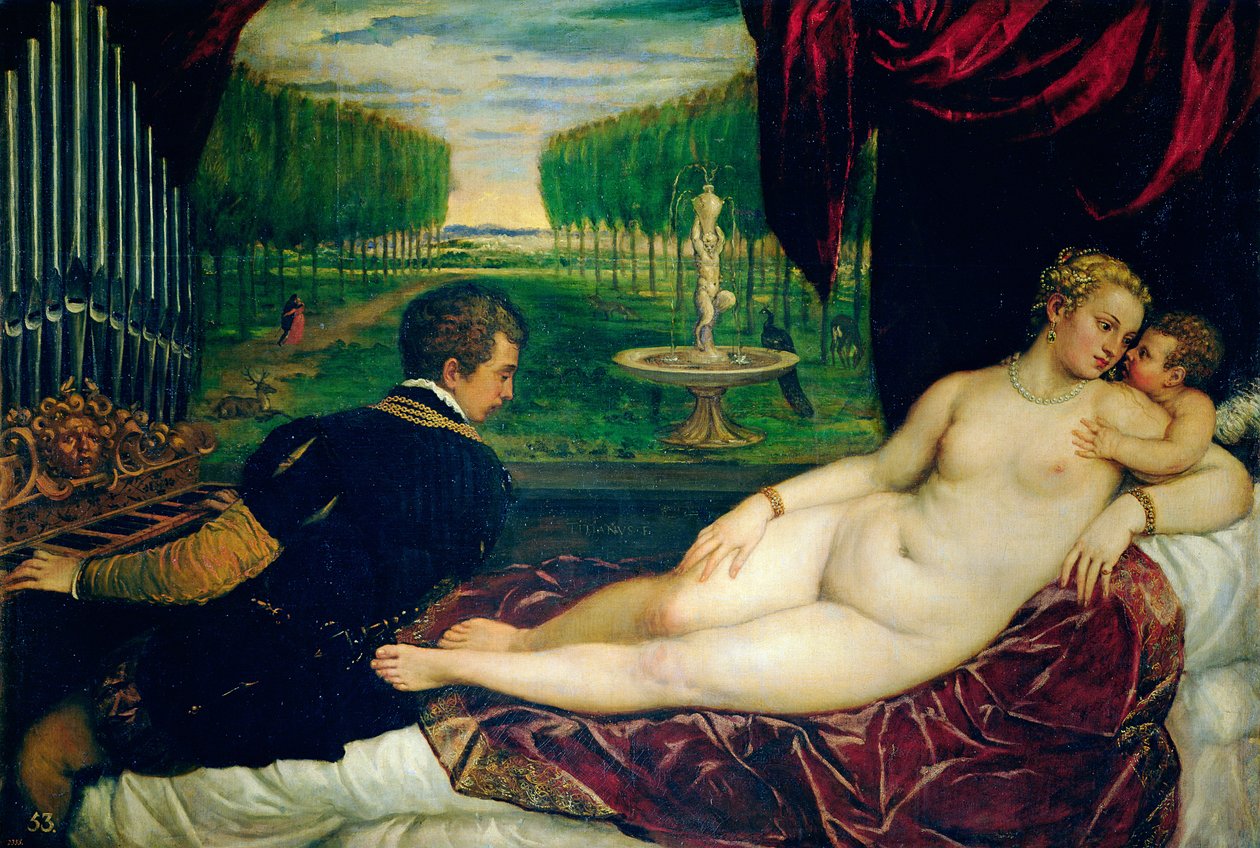 Organist ve Aşk Tanrısı ile Venüs, c.1540-50 by Tiziano Vecelli