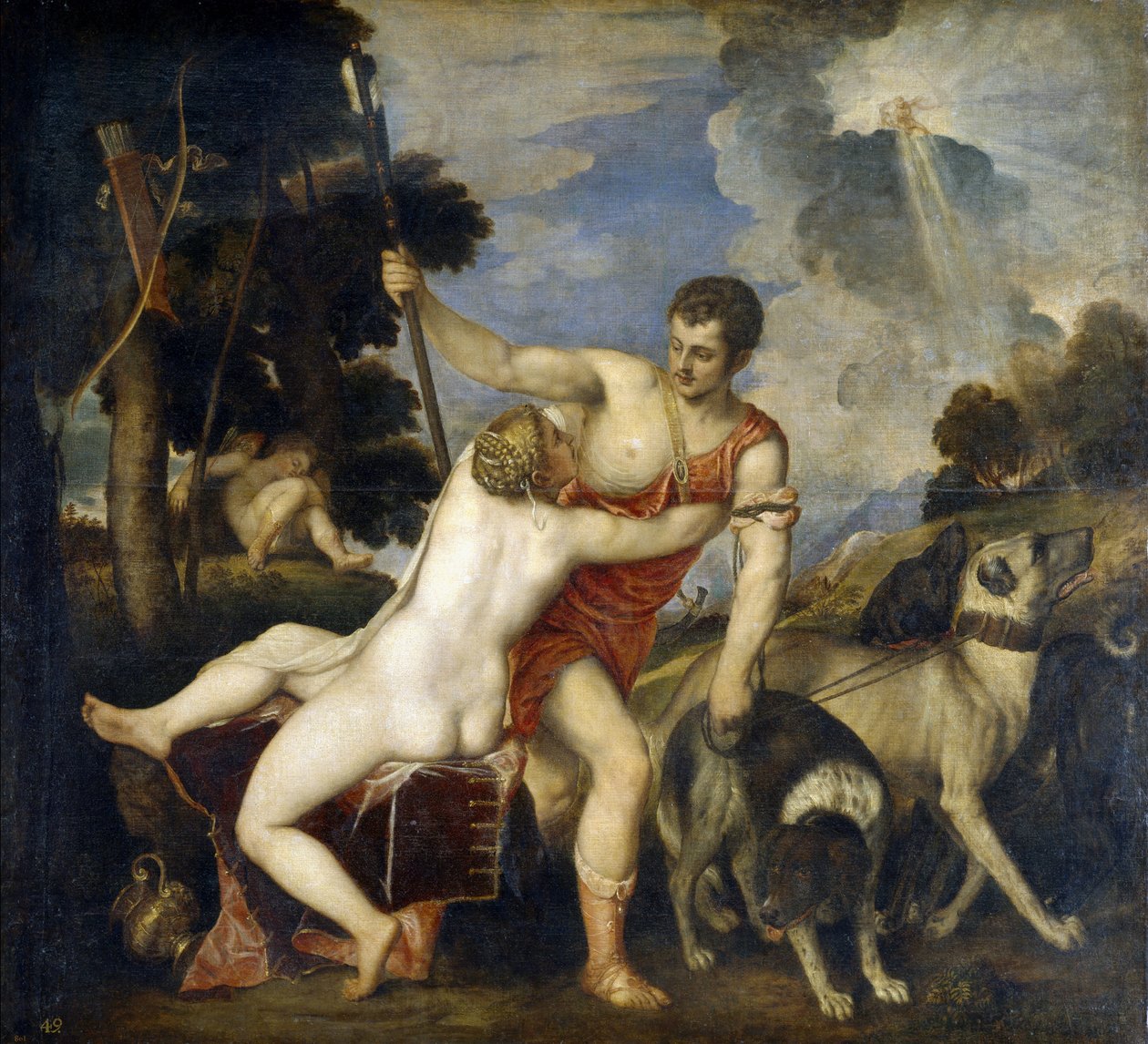 Venüs ve Adonis by Tiziano Vecelli