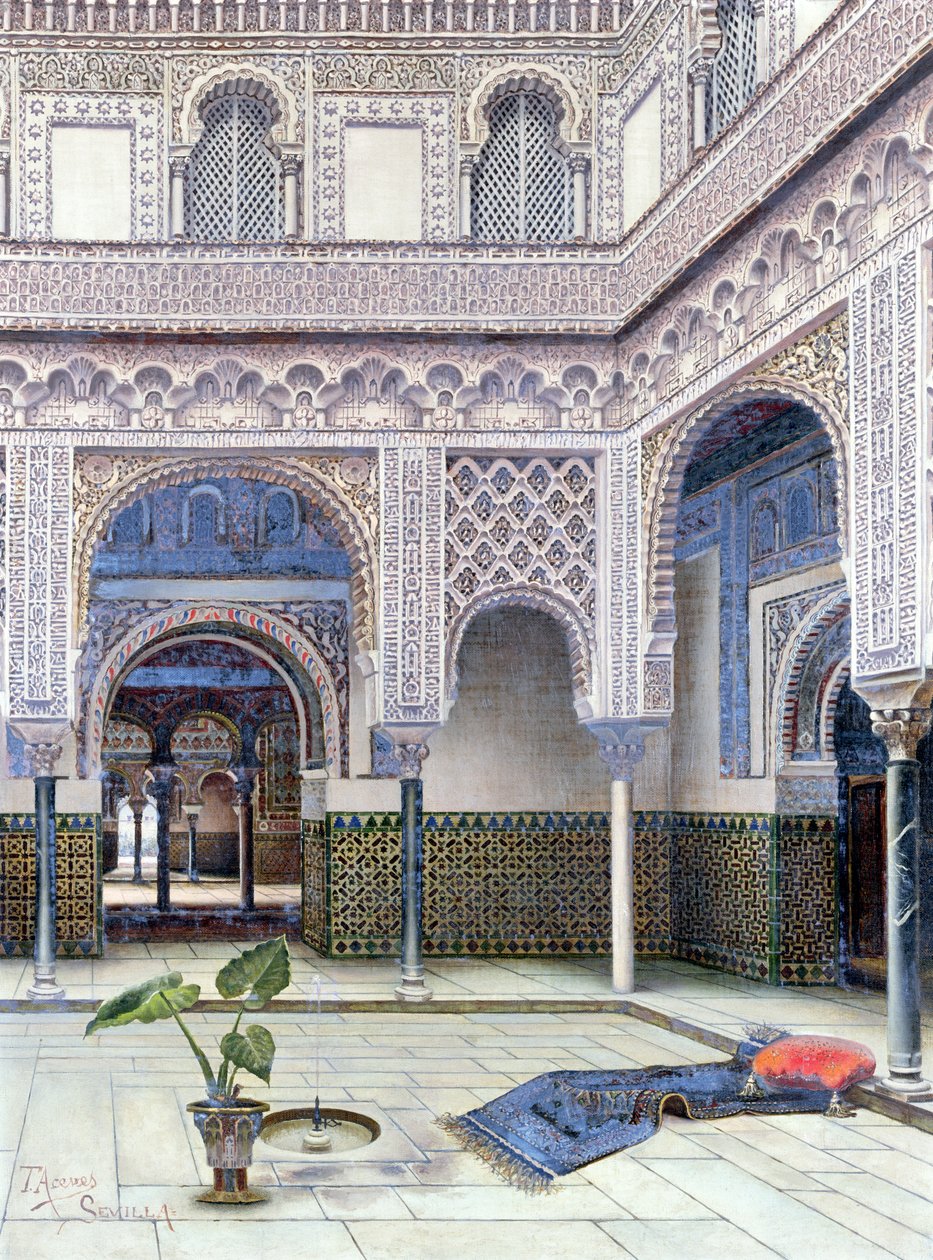 Bir sarayın içi, Sevilla (kağıt üzerinde wc) by Tomas Aceves