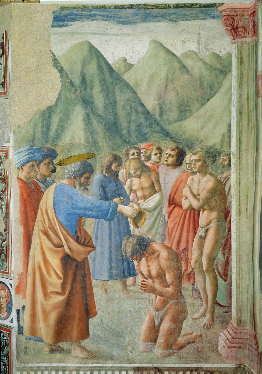 Aziz Peter Neofitleri Vaftiz Eder, c.1427 by Tommaso Masaccio