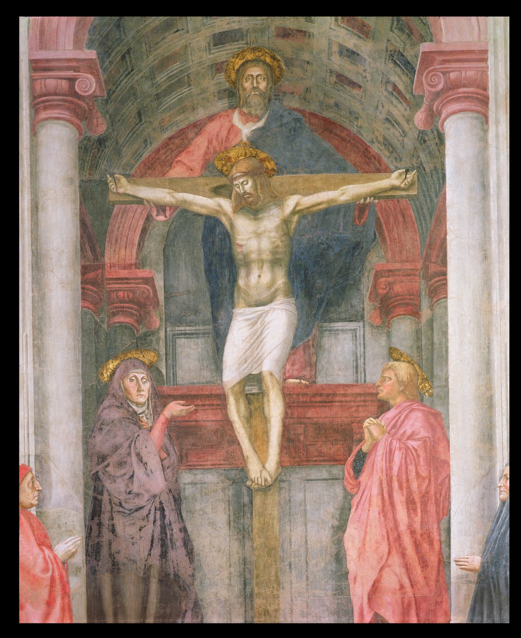 The Trinity, 1427-28  (post restoration) (detail) by Tommaso Masaccio