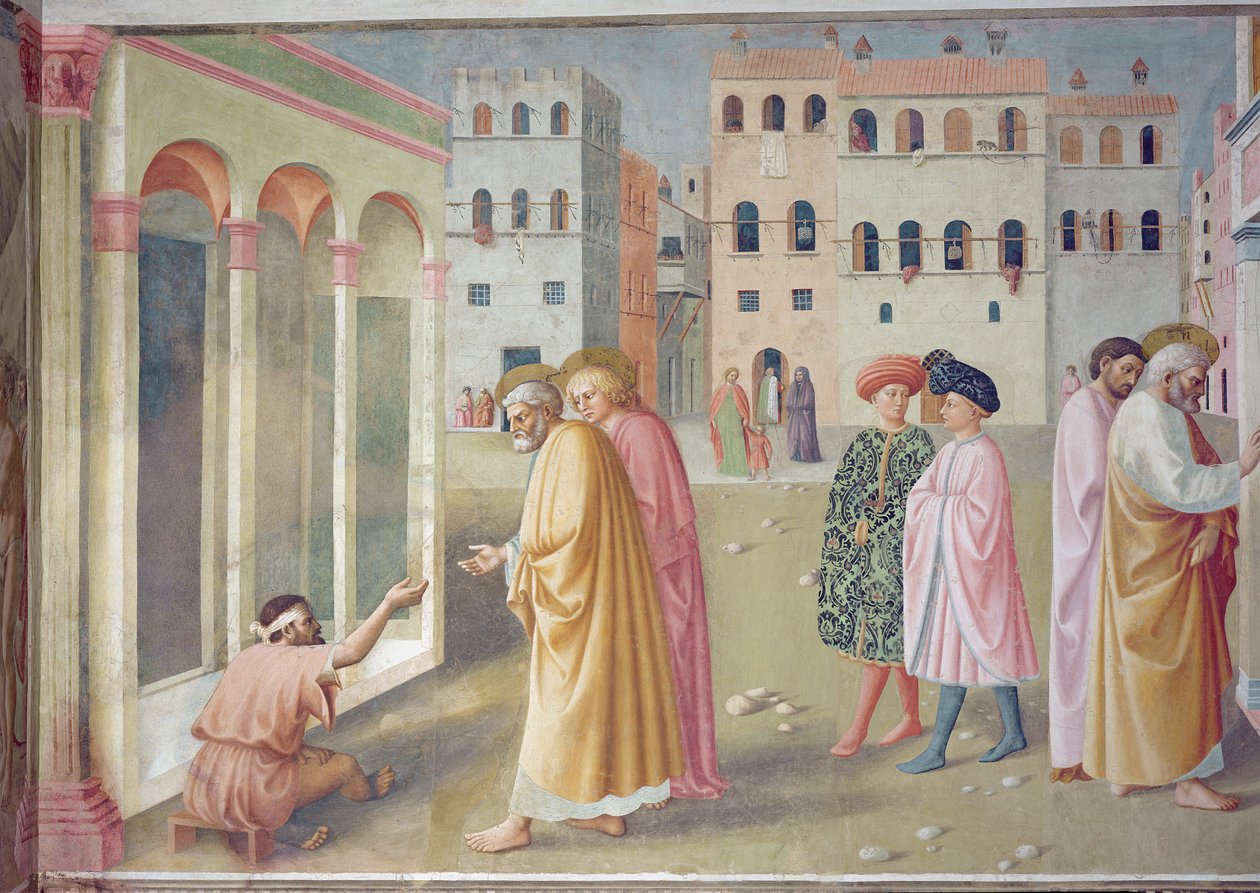 Aziz Peter bir sakatı iyileştiriyor, c.1427 (ayrıntı 57195) by Tommaso Masolino da Panicale