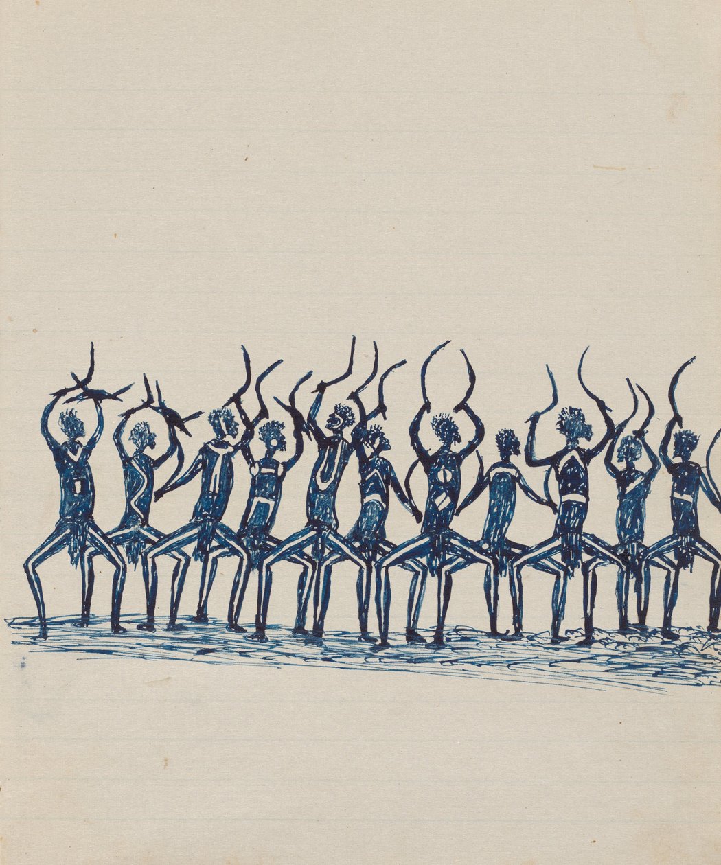 Kwatkwat insanları - (Corroboree) Esas olarak Aborijinlerin ve Beyazların faaliyetlerini anlatan Sketchbook by Tommy McRae