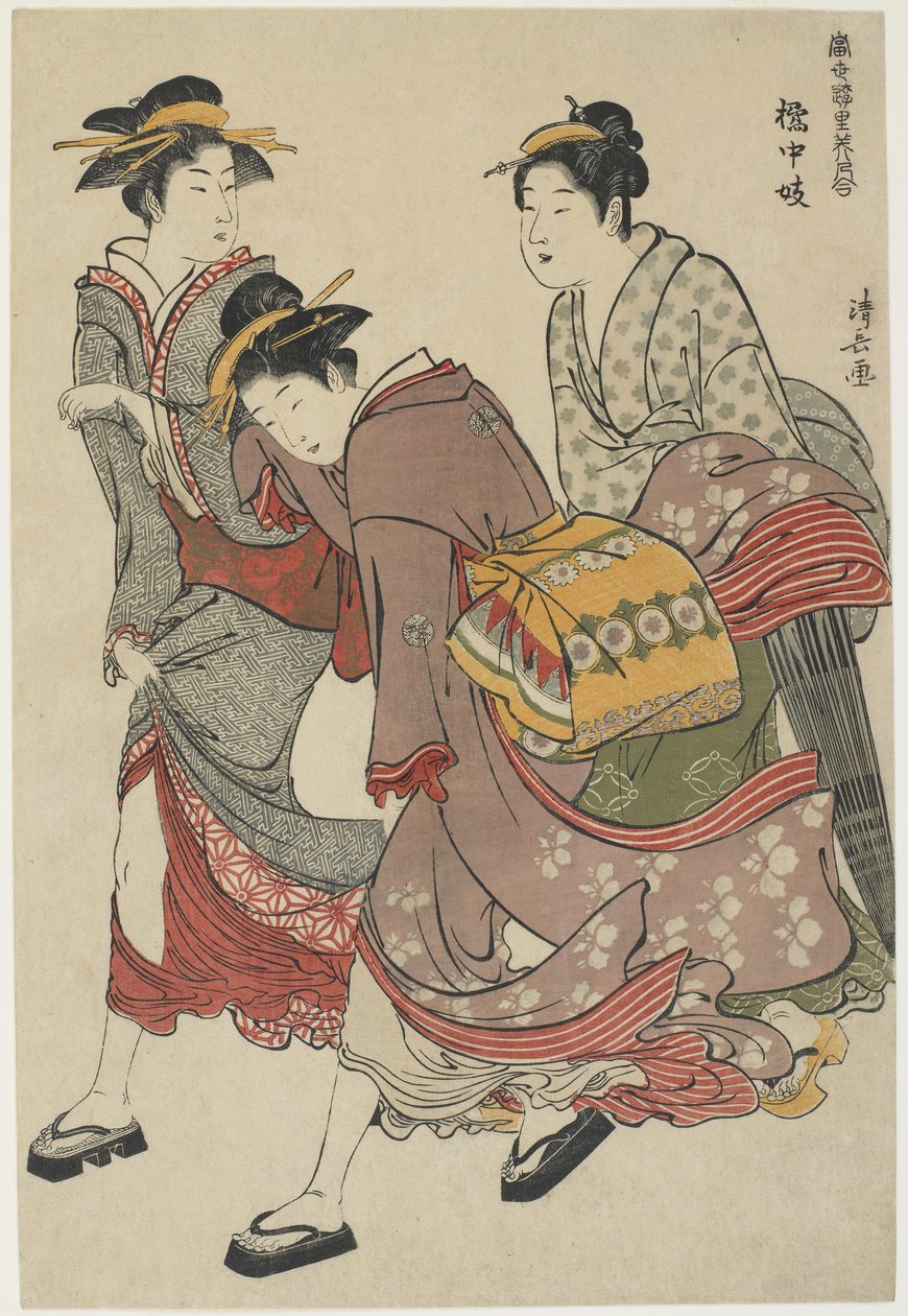 Eğlendiriciler Tachibana-cho, 1782 (renkli tahta baskı) by Torii Kiyonaga