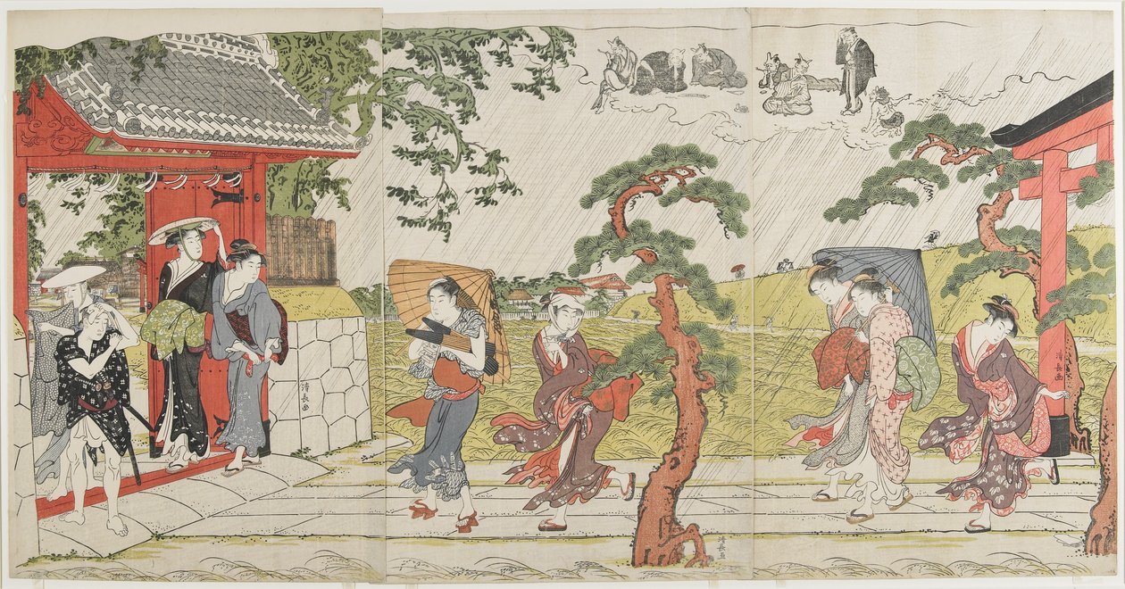 Mimeguri Tapınağında Ani Duş, 1787 by Torii Kiyonaga