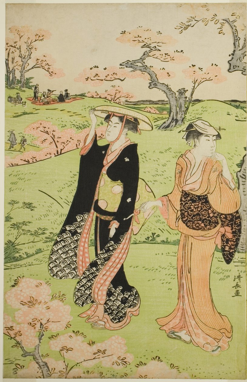 Asuka Tepesi'nde Kiraz Çiçeği Görüntülemek by Torii Kiyonaga