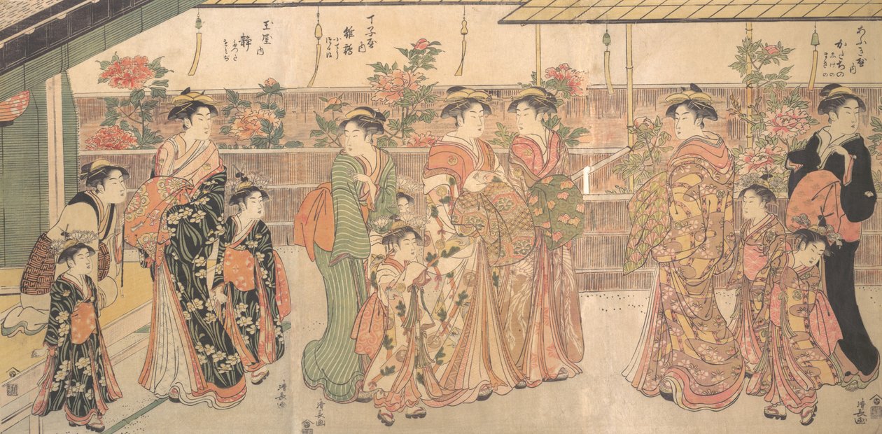 Şakayık Gösterisi, yaklaşık. 1790. by Torii Kiyonaga