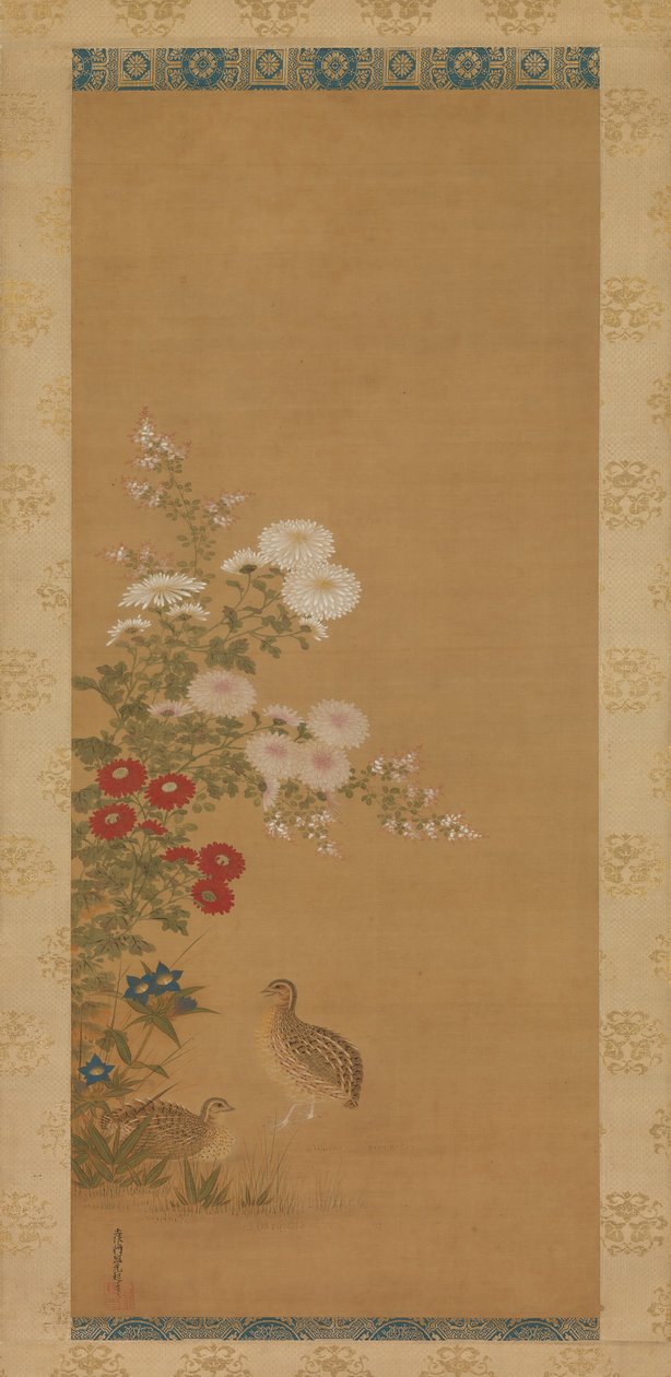 Bıldırcın ve Güz Çiçekleri, 17. yüzyıl sonu. by Tosa Mitsuoki