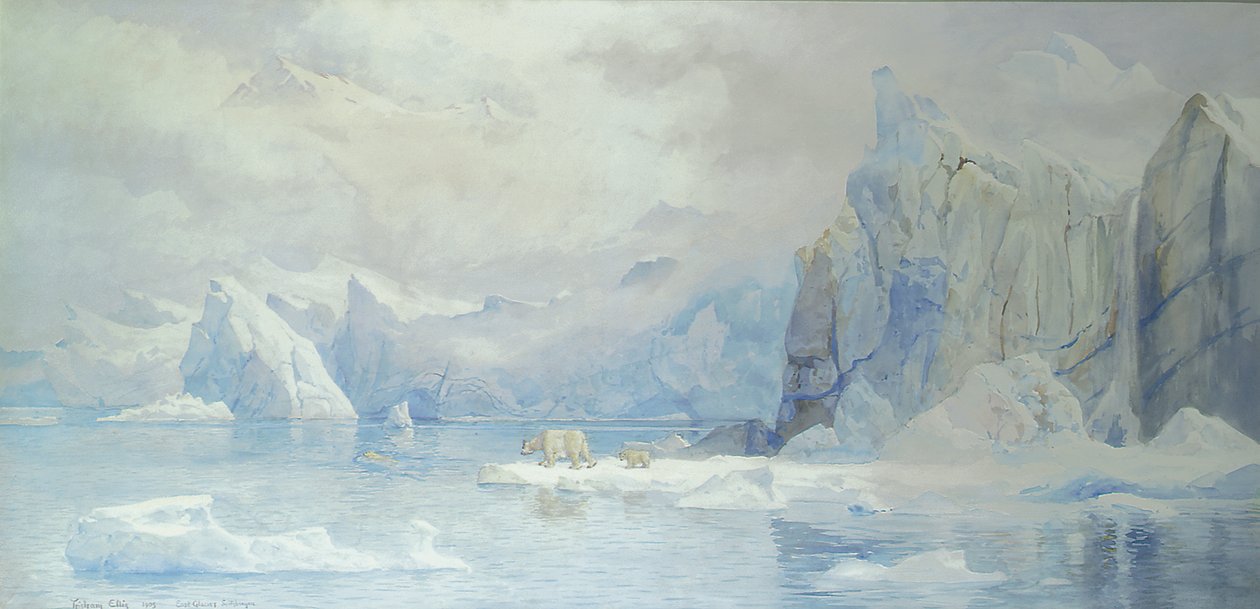 Doğu Buzulu, Spitzbergen, 1905 wc kağıt üzerinde by Tristram Ellis