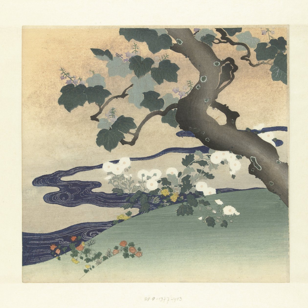 Ağaç ve Krizantem by Tsukioka Kogyo