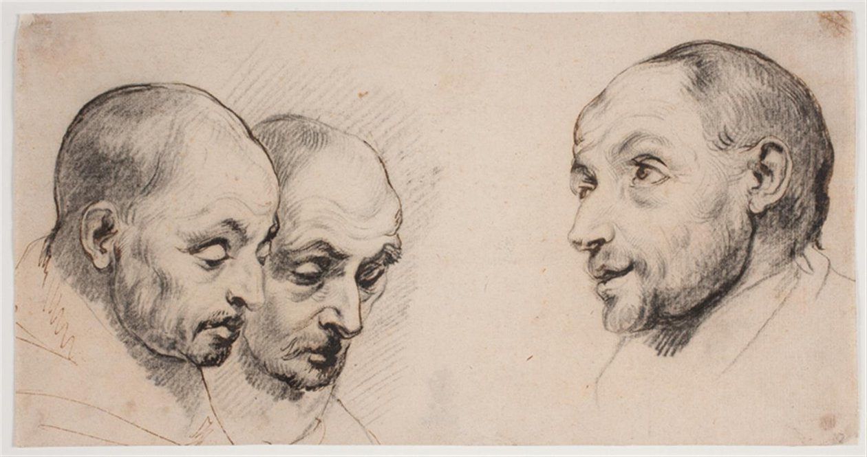 Üç erkek kafa by Ubekendt kopist efter Anthony van Dyck