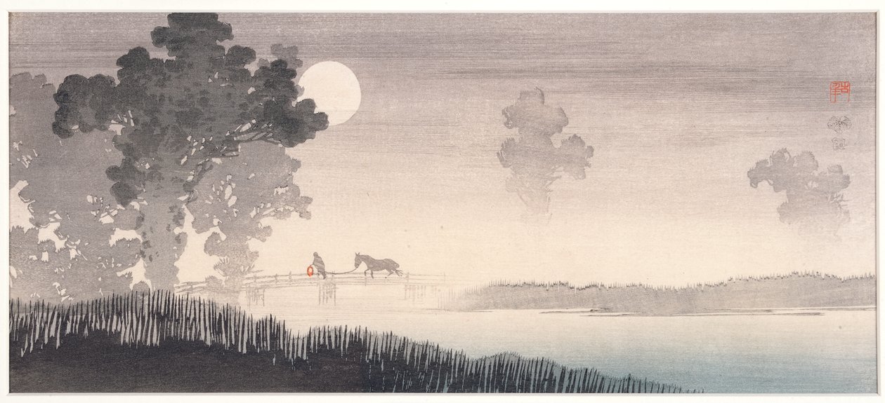 Sisli mehtaplı manzara, 1895-1910 (tahta blok) by Uehara Konen