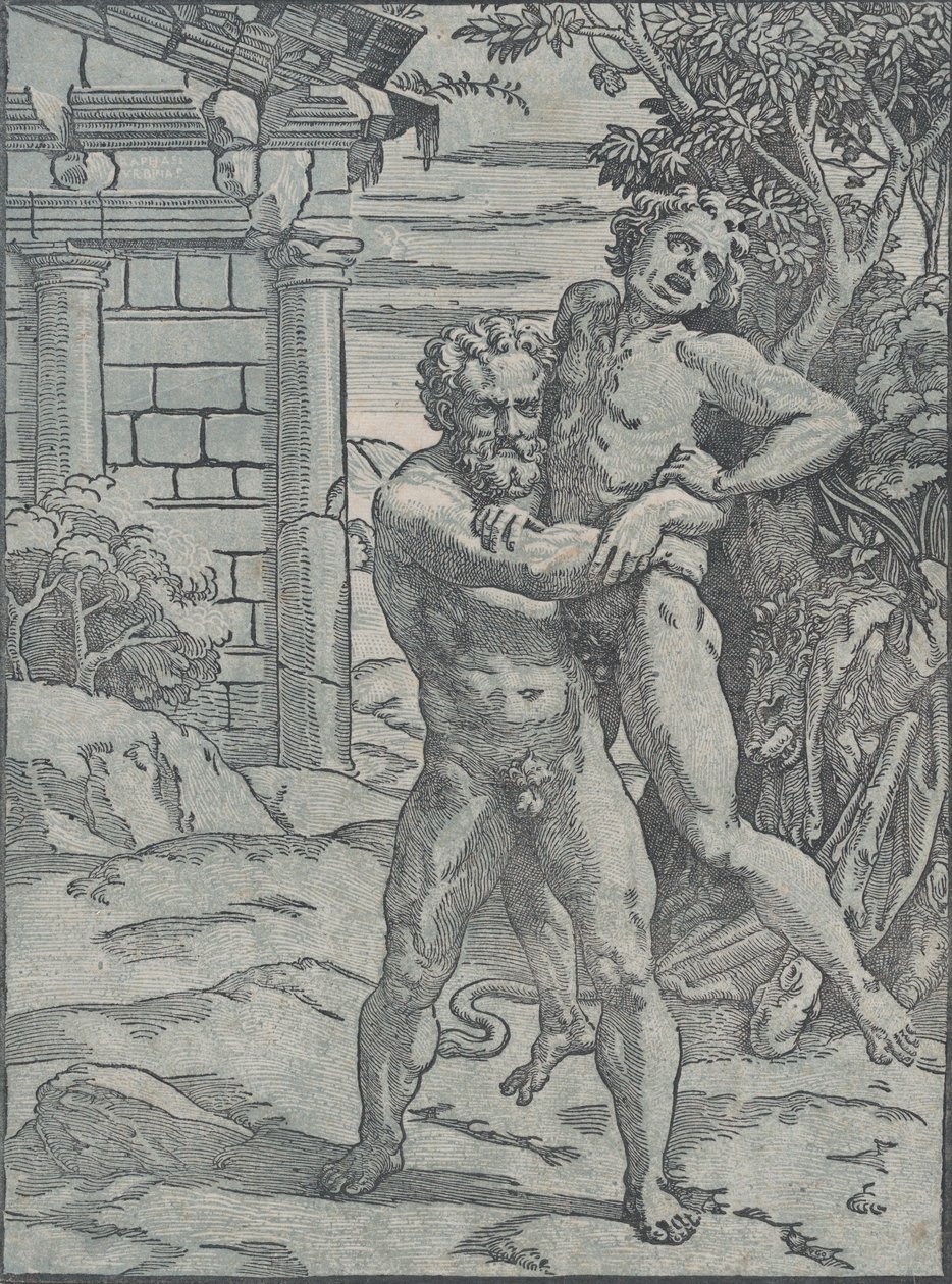 Herkül ve Antaeus, M.Ö. 1517-18. by Ugo da Carpi