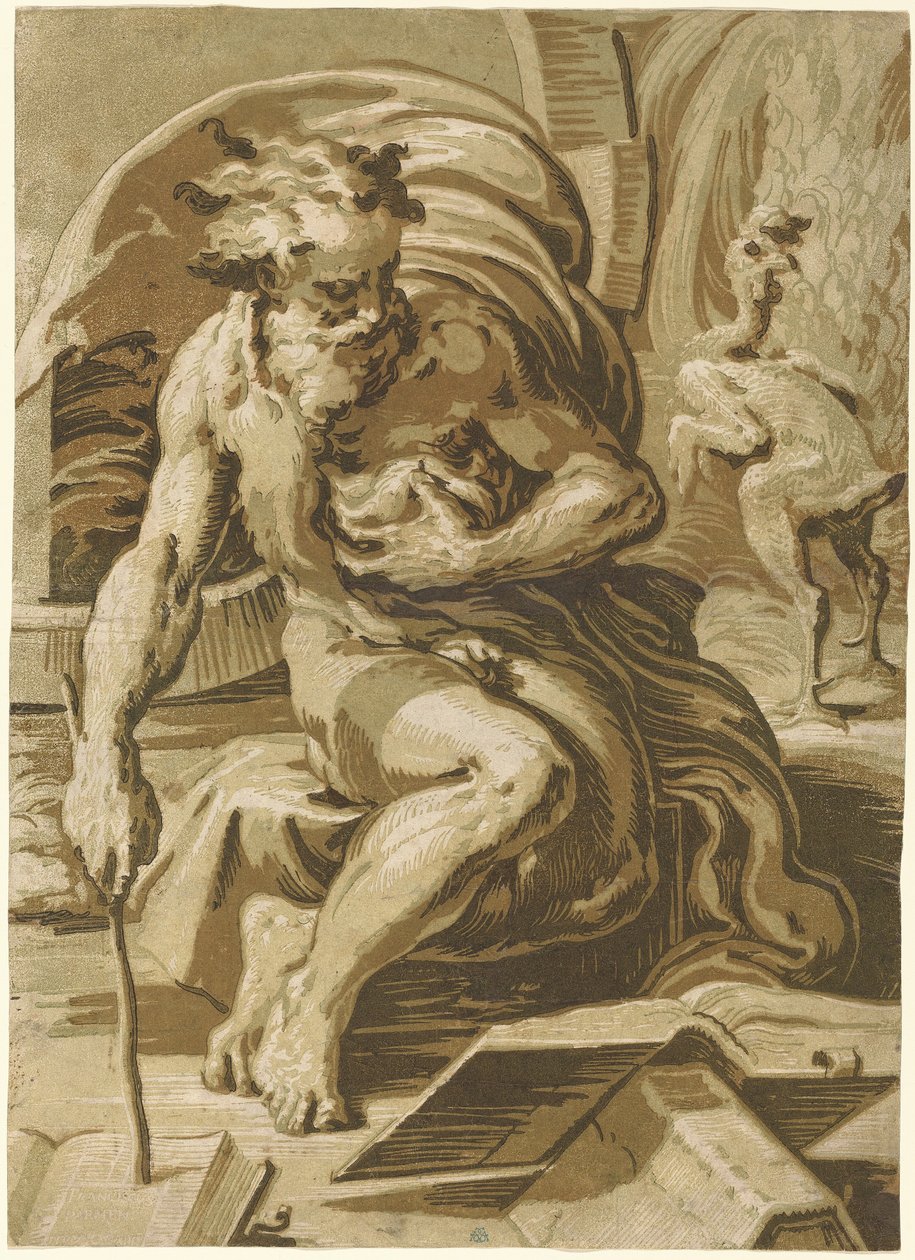 Diyojen by Ugo da Carpi, after Parmigianino