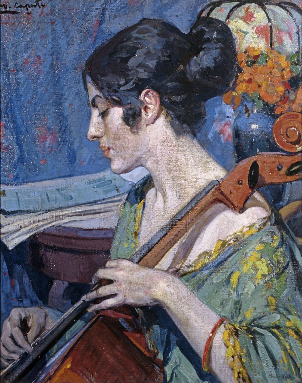 Çellocu (tuval üzerine yağlı boya) by Ulisse Caputo