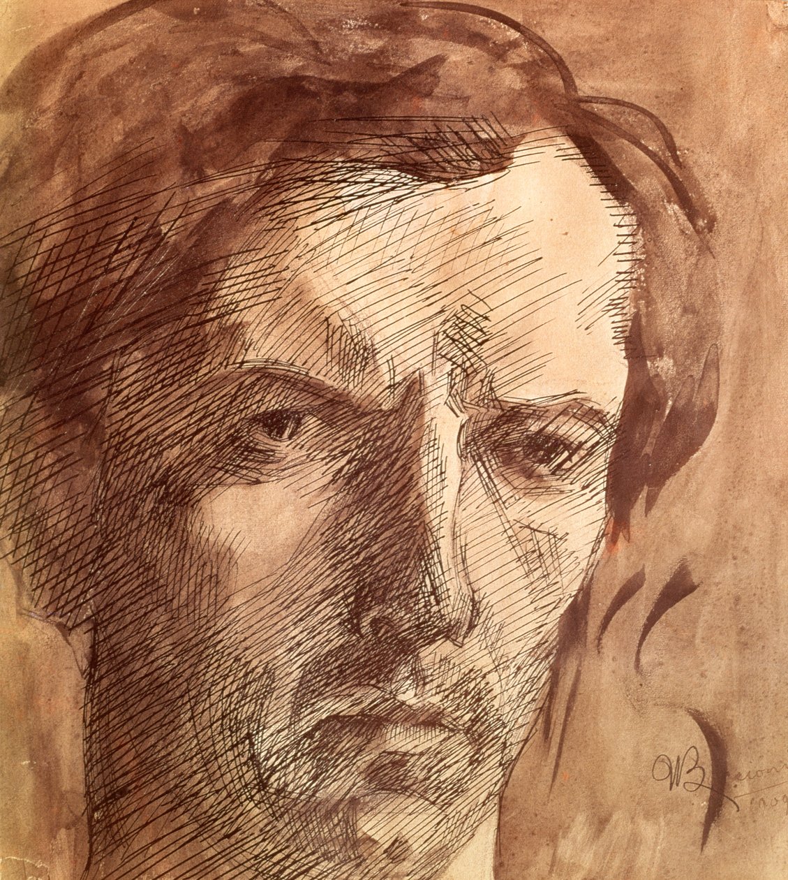 Kendi portresi, 1909 (mürekkep ve tuvalet) by Umberto Boccioni