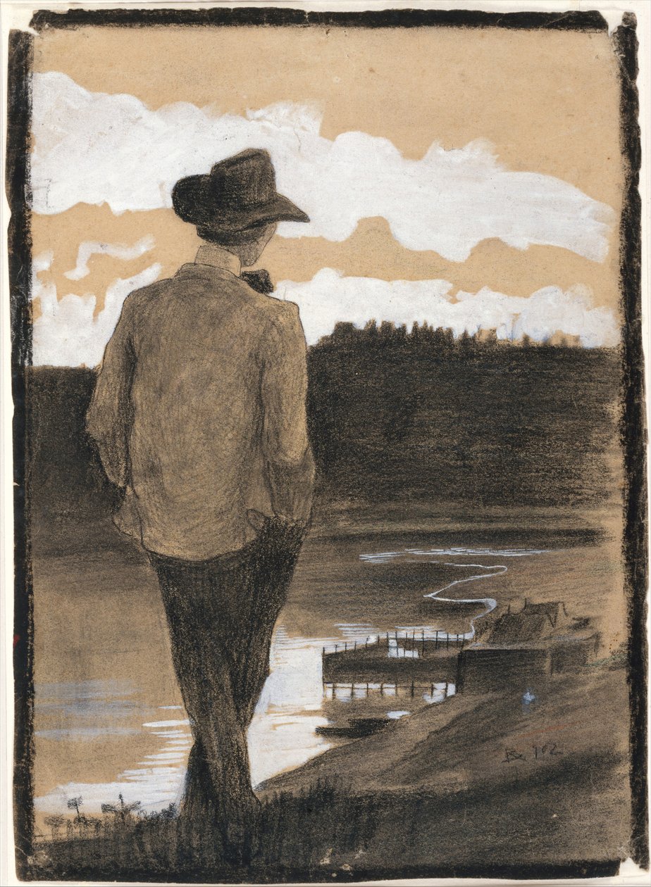 Nehir Kıyısındaki Genç Adam, 1902. by Umberto Boccioni