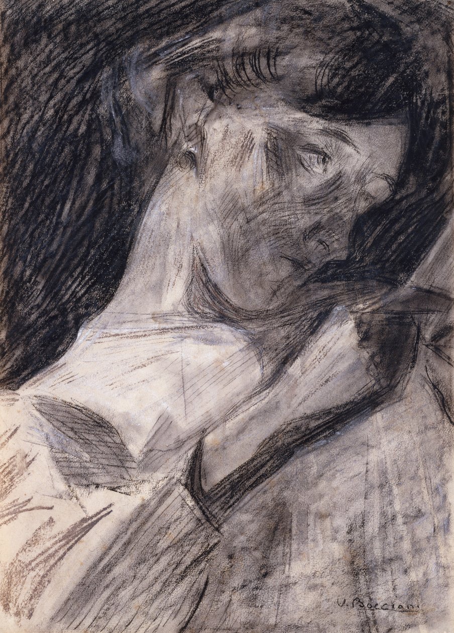 Ines Okuyan Genç Kadın, 1909-10. by Umberto Boccioni