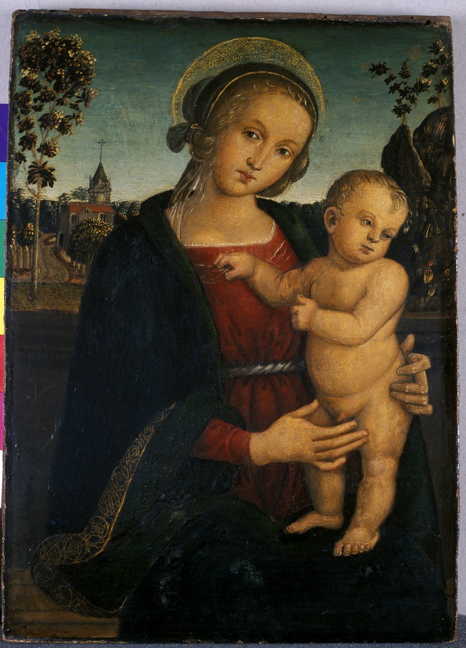 Madonna ve Çocuk, 1500 (ahşap üzerine tempera) by Umbrian School