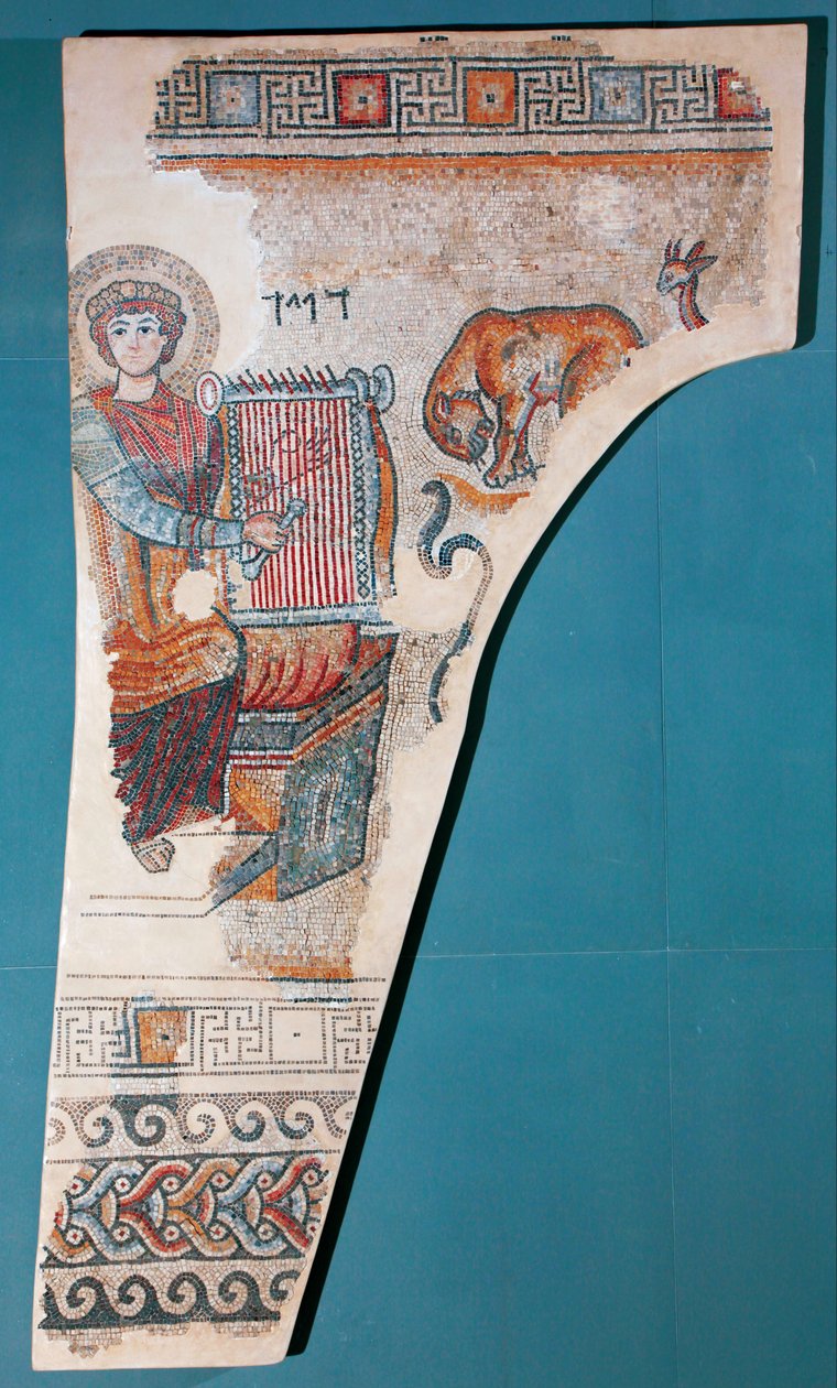 Bir sinagog mozaiğinde Orpheus olarak Kral David by Unbekannt Unbekannt