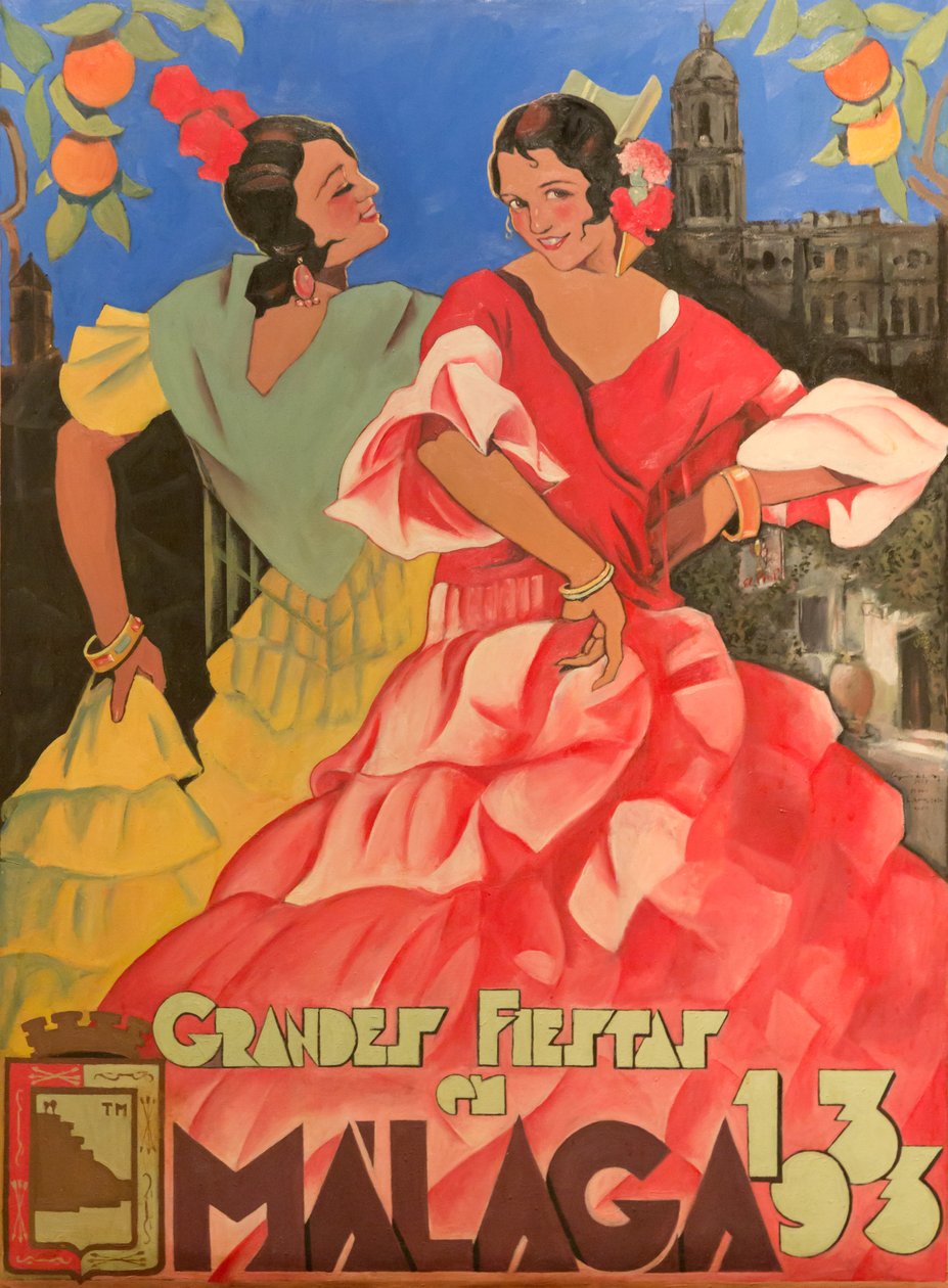 Büyük Malaga Festivalleri 1933 reklam afişi. by Unbekannt Unbekannt
