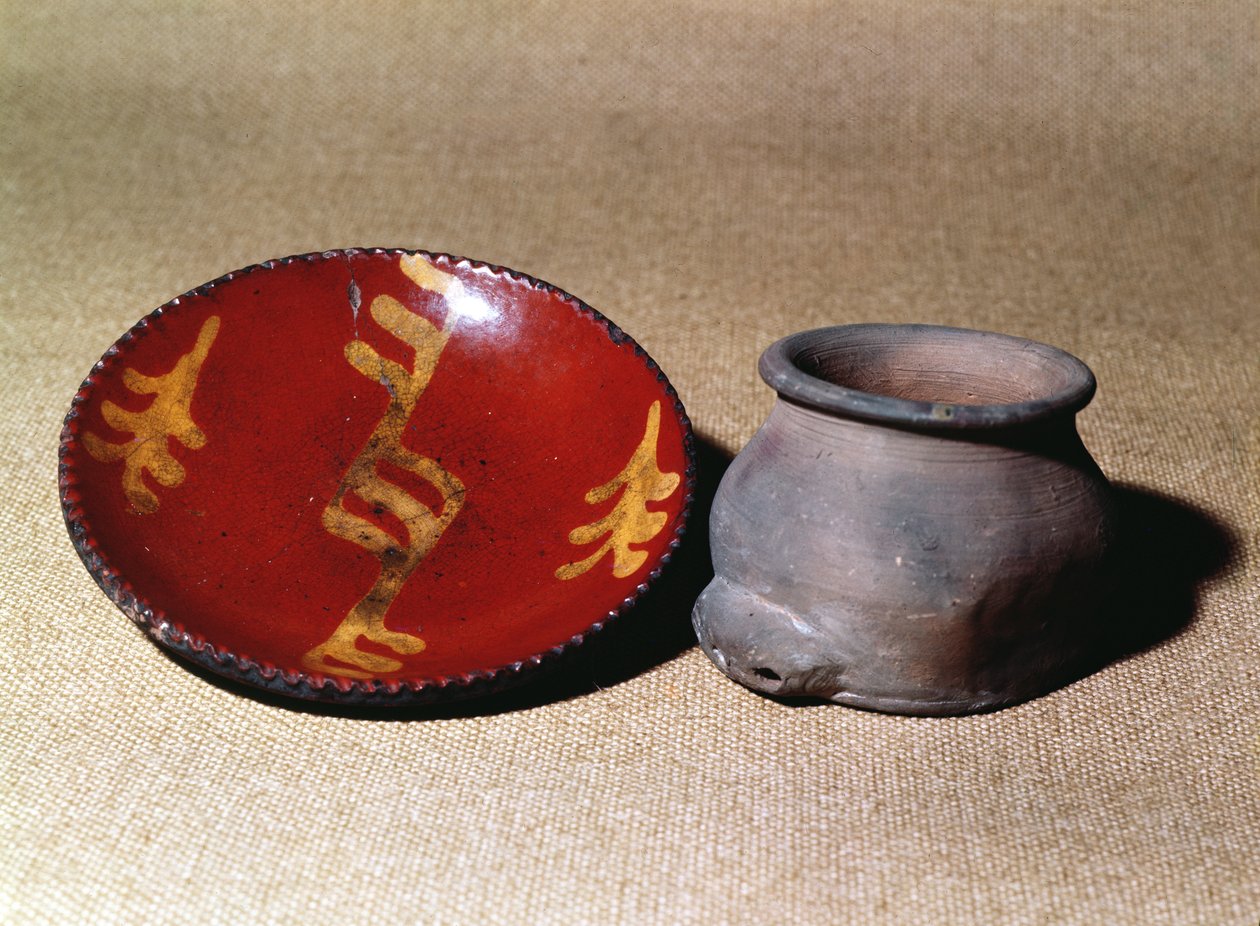 Redware fincan ve tabak, c.1780 seramik by Unbekannt Unbekannt