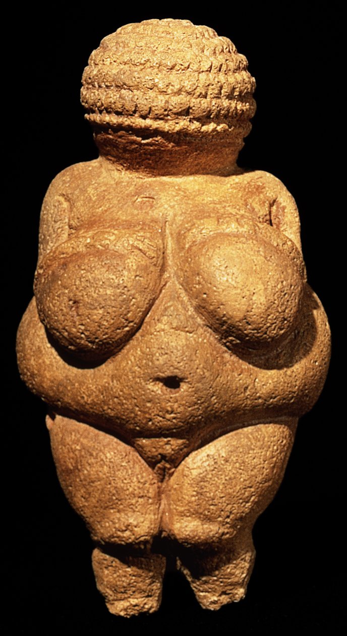 Willendorf Venüsü, Doğurganlık Sembolü, Tarih Öncesi heykel, MÖ 30000-25000 (önden görünüm) by Unbekannt Unbekannt