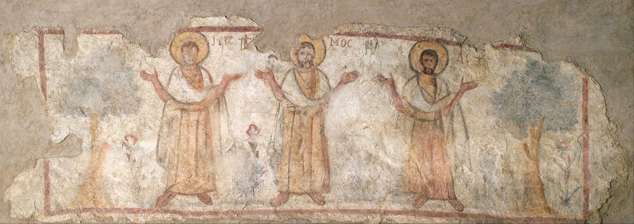 İbadet eden azizleri tasvir eden duvar resmi by Unbekannt Unbekannt