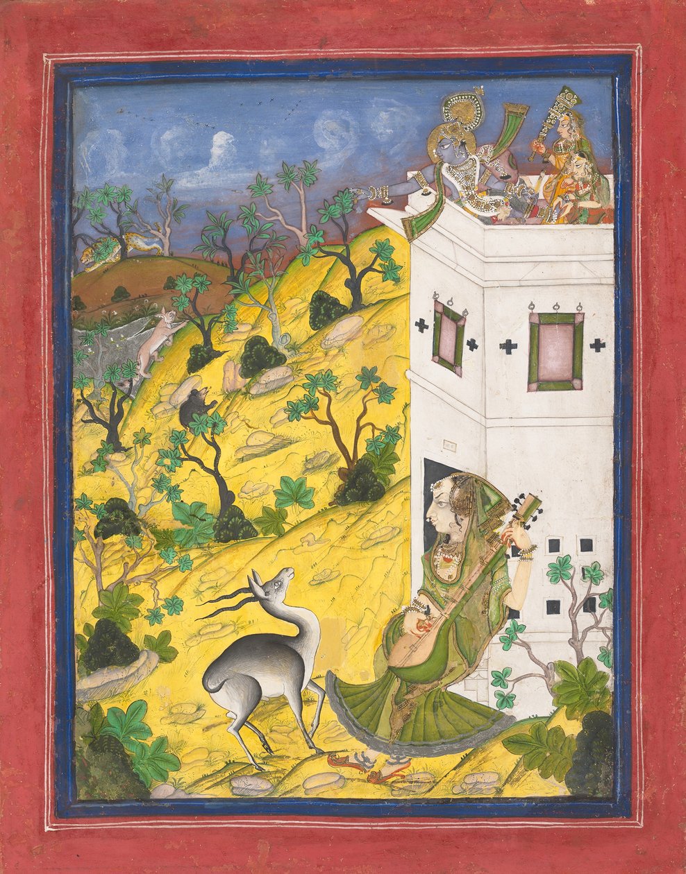 Bir Kadın Müzisyen Bir Antilopu Büyüler, ca. 1825. by Unbekannt