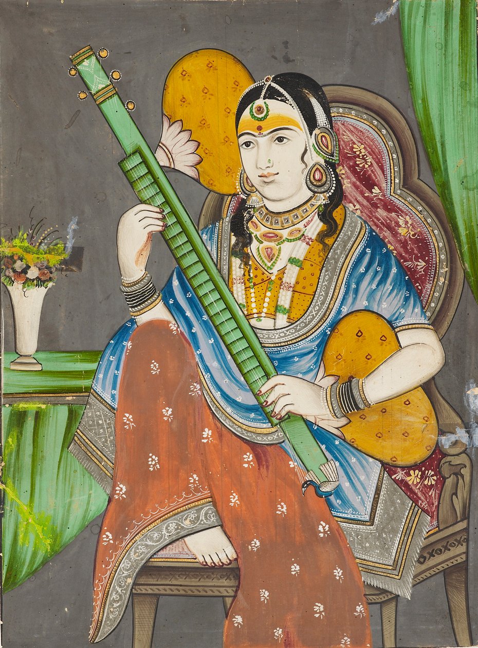Vina oynayan bir bayan, 19. yüzyıl by Unbekannt