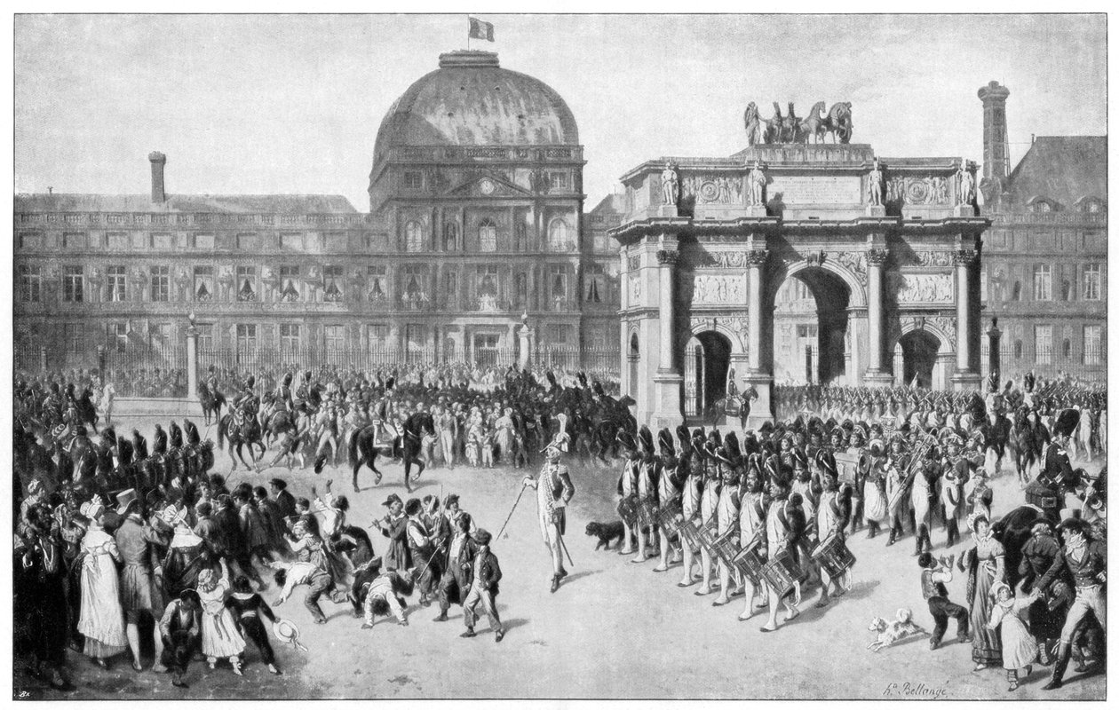 Paris, Fransa, c18. yüzyıl boyunca askeri geçit töreni by Unbekannt