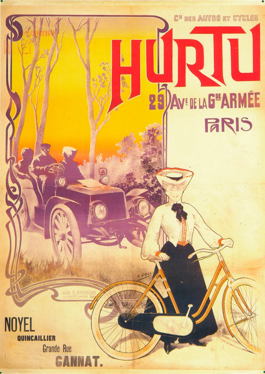 Hurtu arabaları ve bisikletleri için reklam, c1900