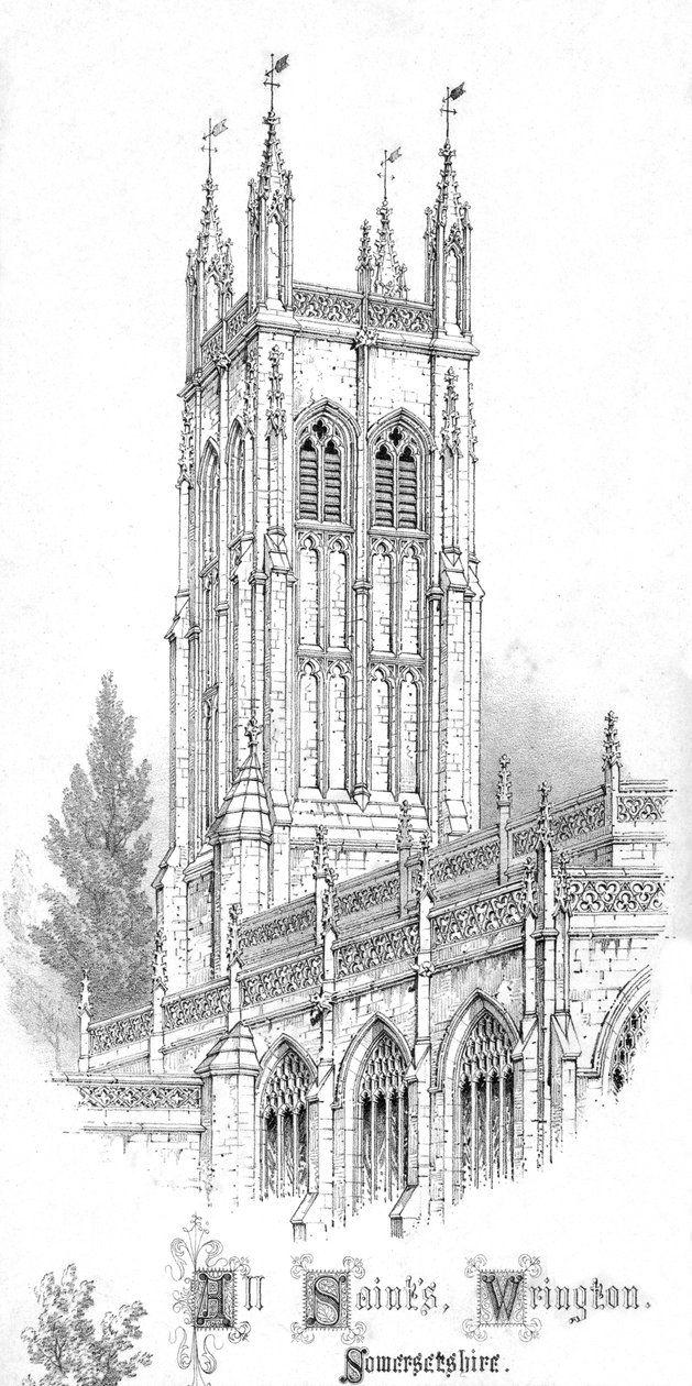 Tüm Azizler Kilisesi. Wrington. Somersetshire., c1850